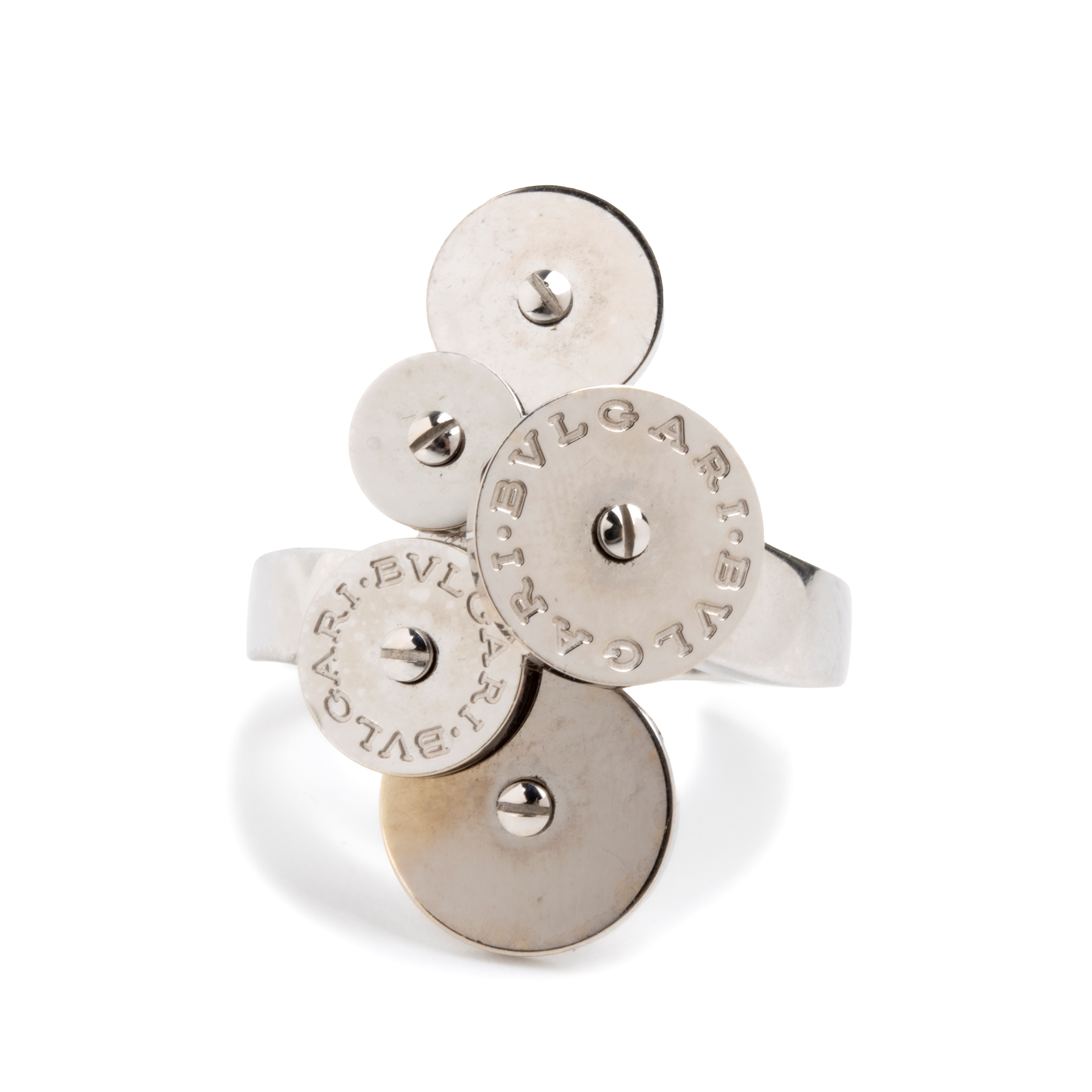 Bulgari - Anello in oro bianco 18k con cinque dischi mobili