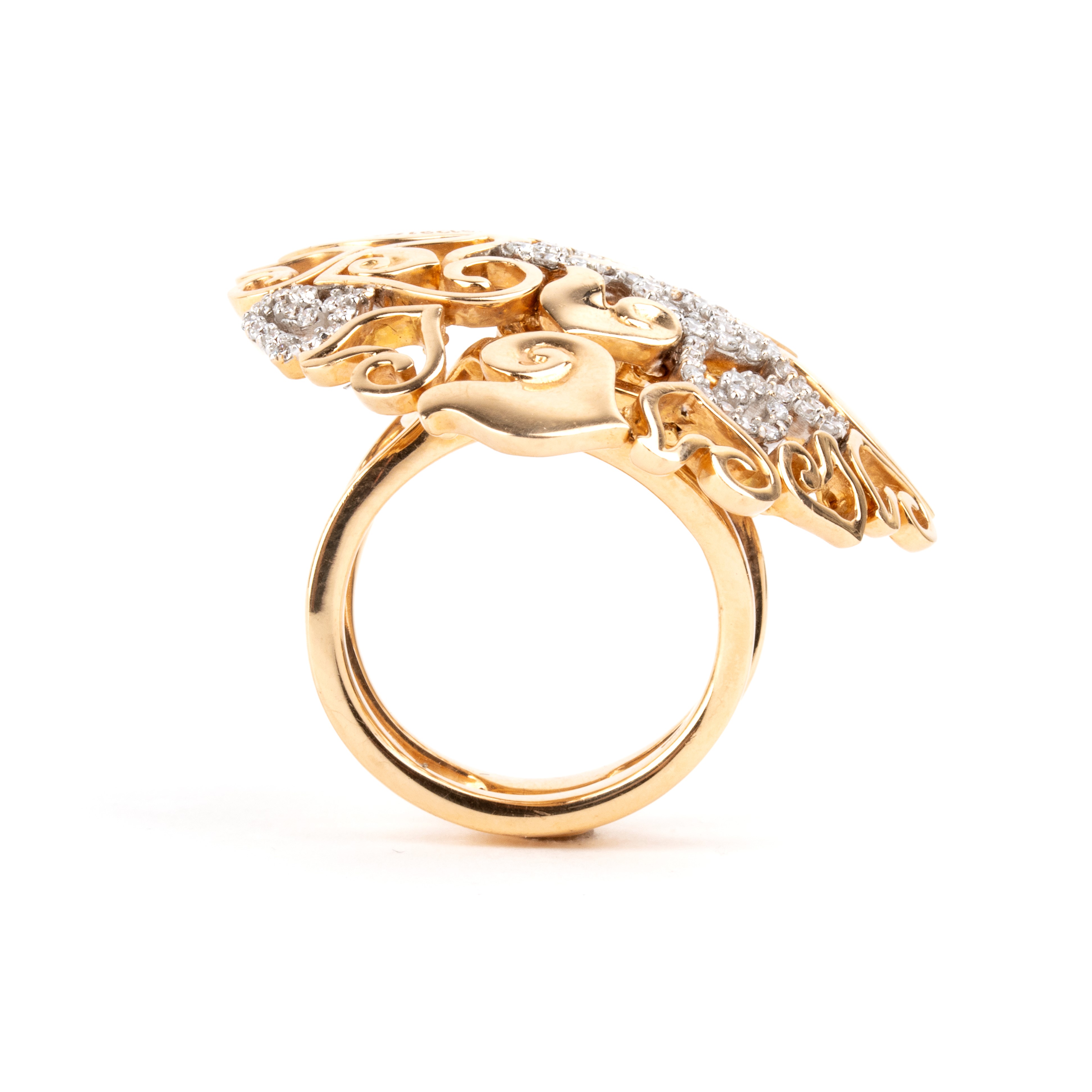 Chantecler - Anello traforato in oro bianco e oro rosa 18k con diamanti