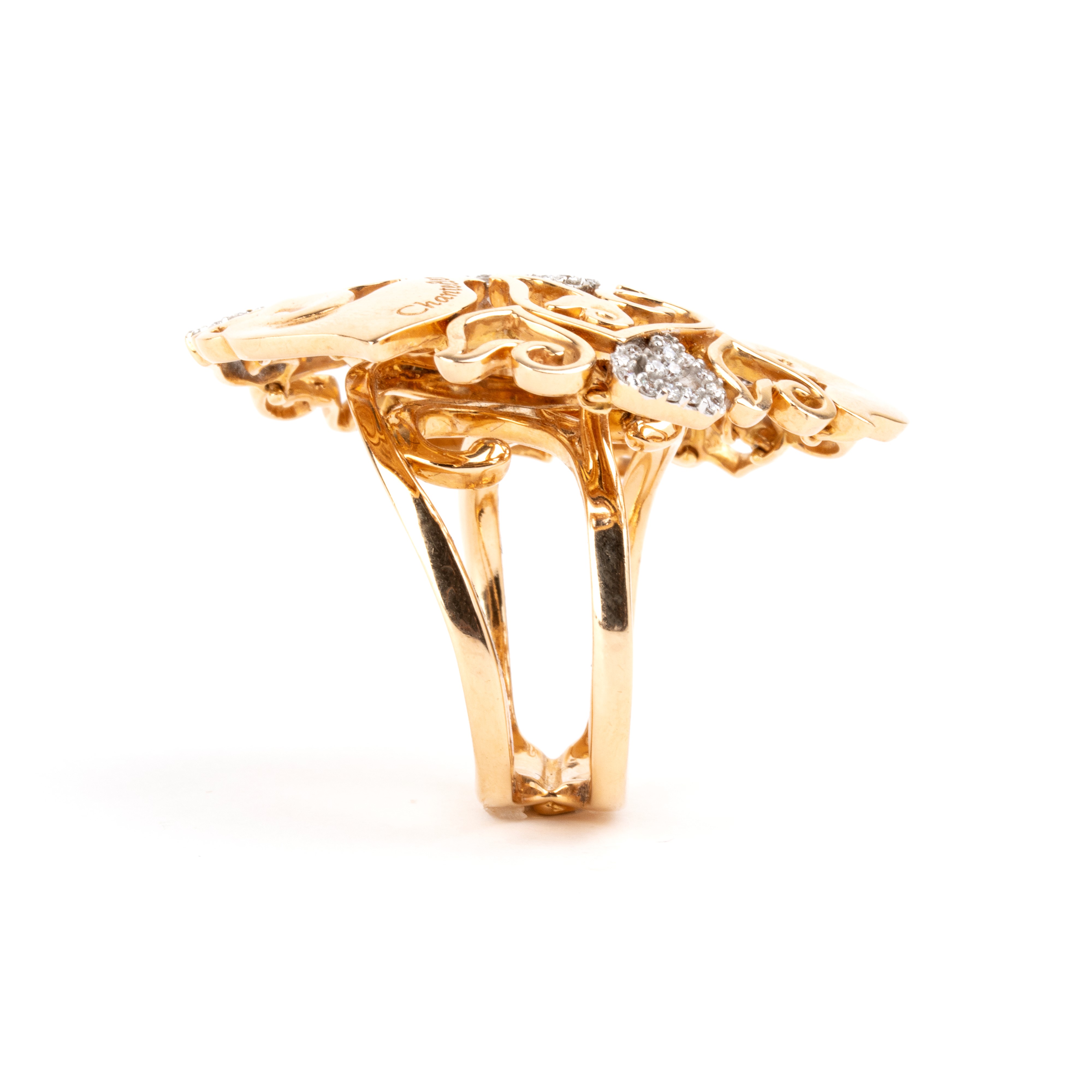 Chantecler - Anello traforato in oro bianco e oro rosa 18k con diamanti