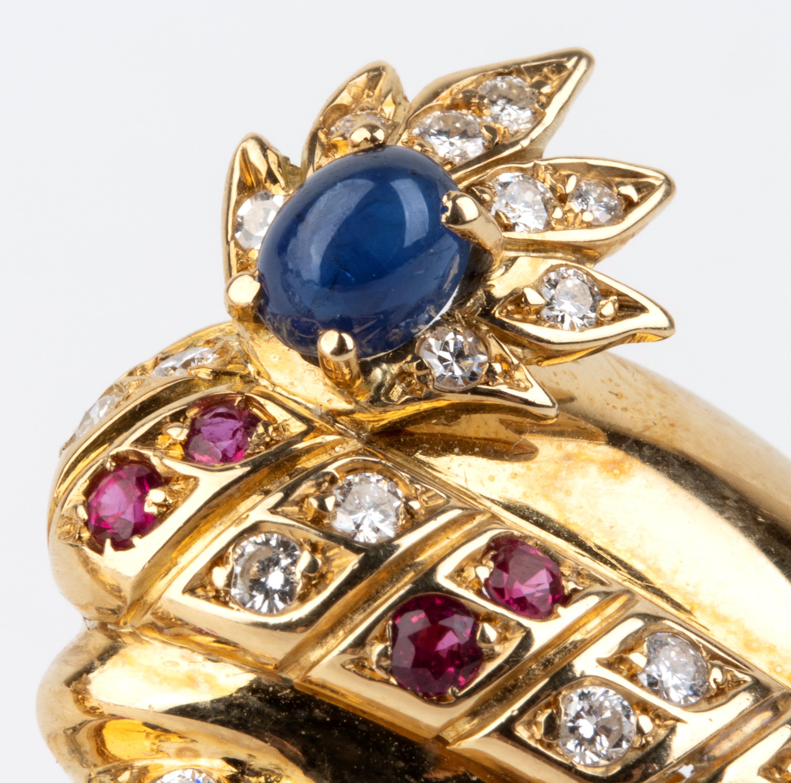 Filippo Moroni - Paio di orecchini in oro 18k con diamanti, zaffiri, rubini e smeraldi