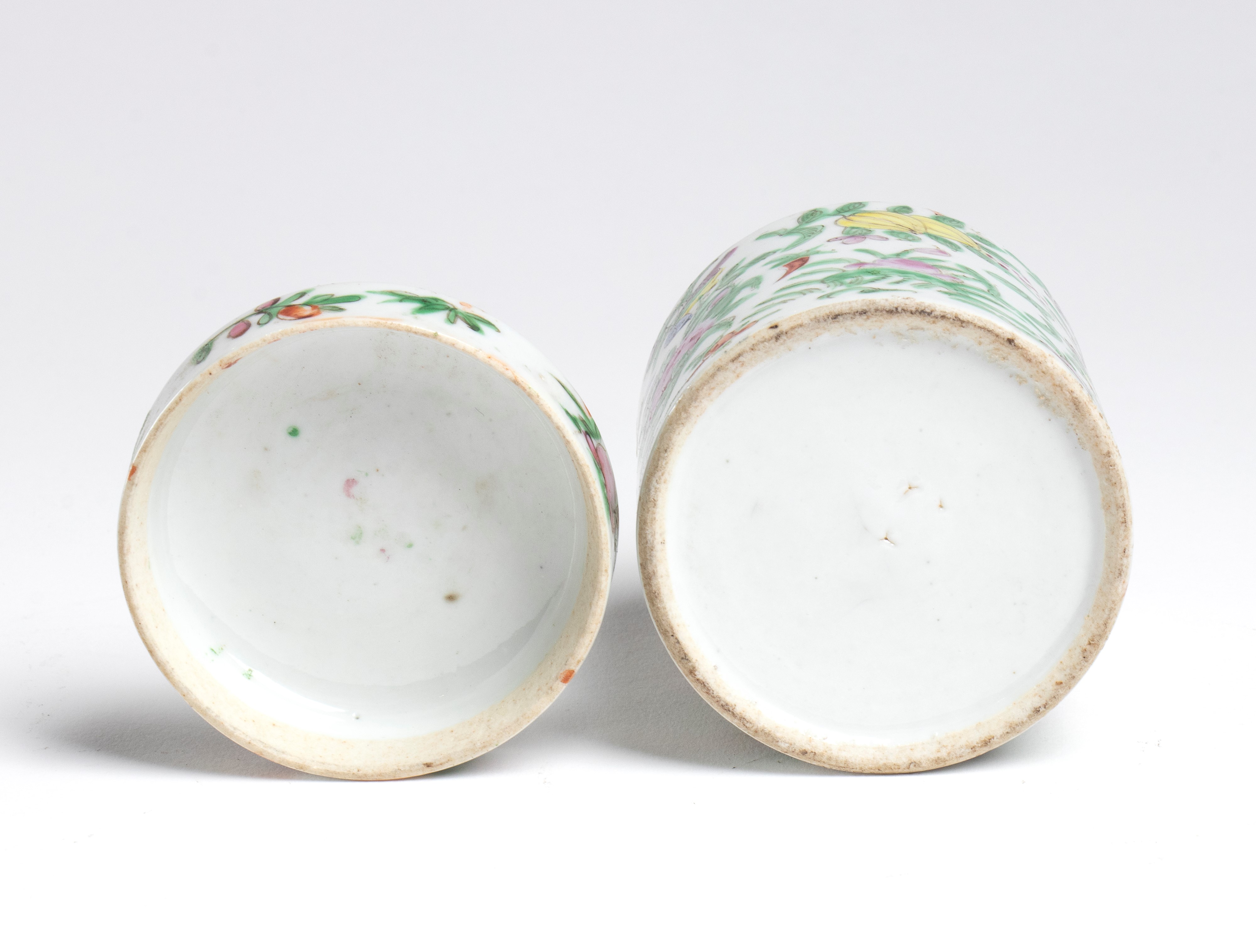 Giara cilindrica, smalti famille rose con fiori e uccelli, Cina (fine dinastia Qing-XX secolo)