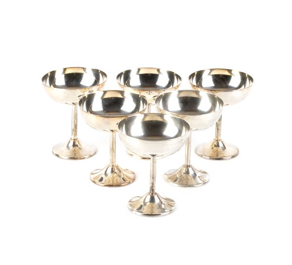 Set di sei coppette italiane in argento