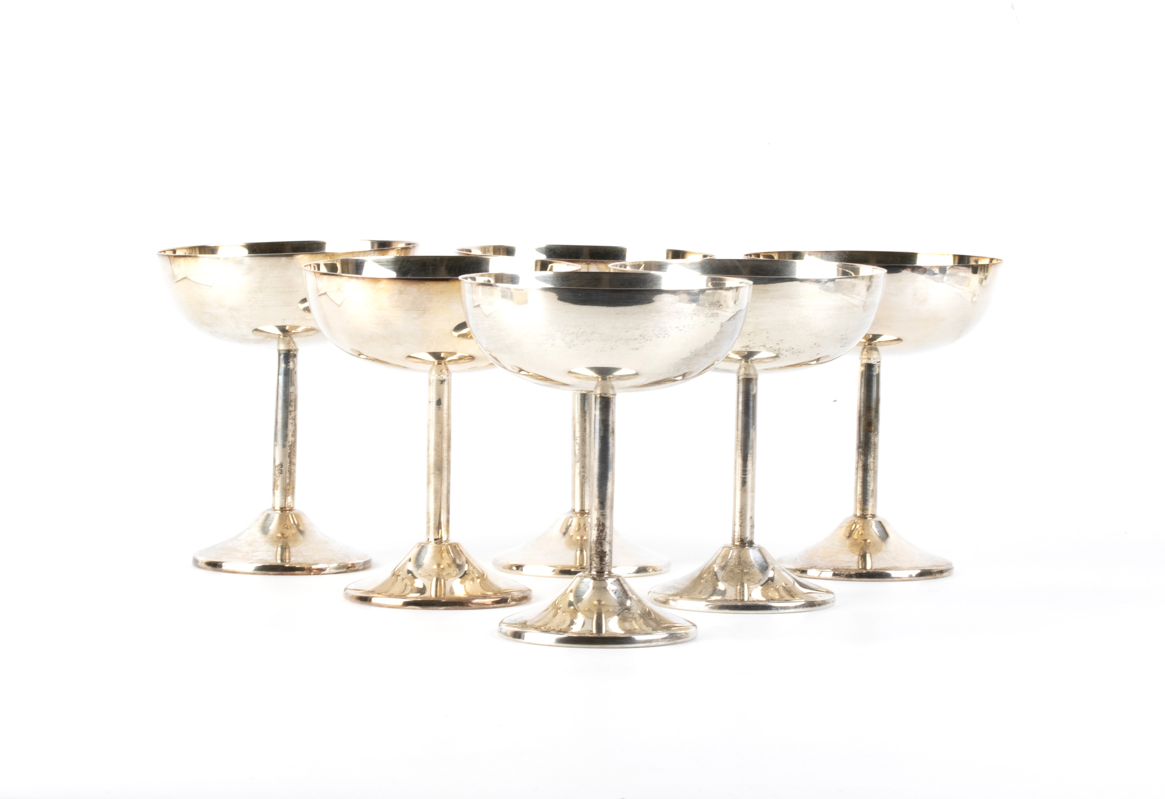 Set di sei coppette italiane, argento 800/1000