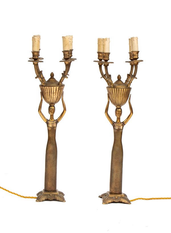 Pair of Art Deco-style candlesticks