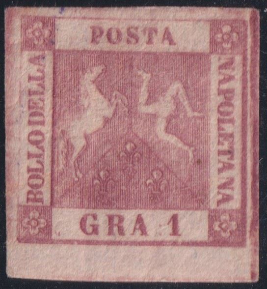 Naples - 1gr. II plate Dark Carmine no. 4c mint with gum