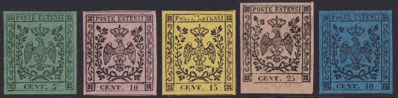 Modena, La serie Nuova n. 1/6 (senza il celeste n. 5) con gomma integra MNH