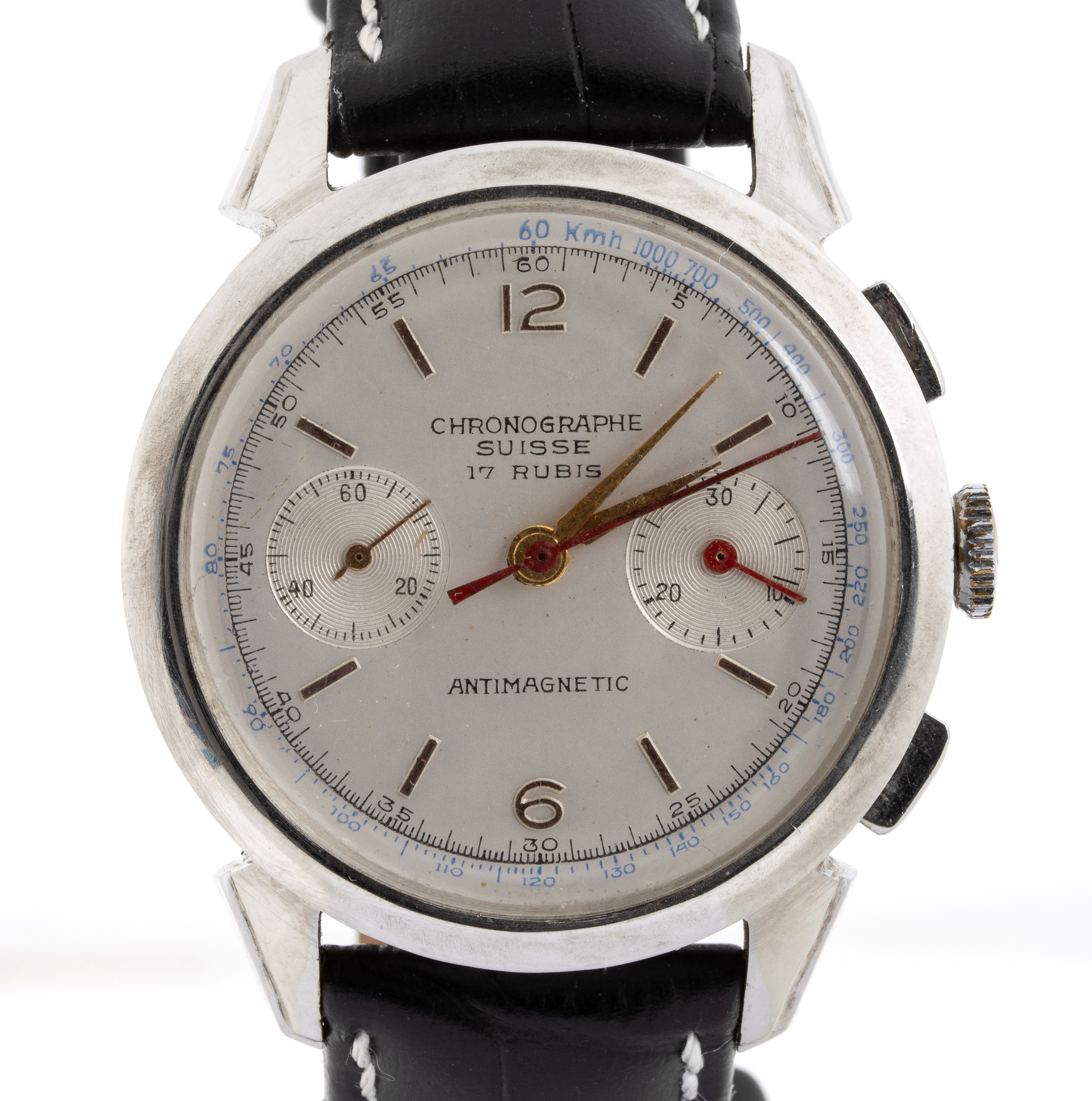 Orologio da polso cronografo, cassa in metallo, movimento Valjoux 22 a carica manuale (anni '70–'...