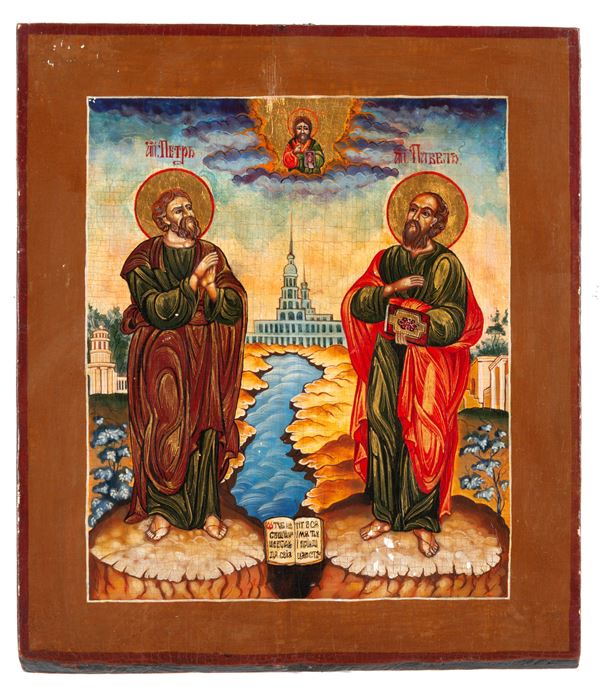 Russian icon depicting Saints Peter and Paul, the Apostles