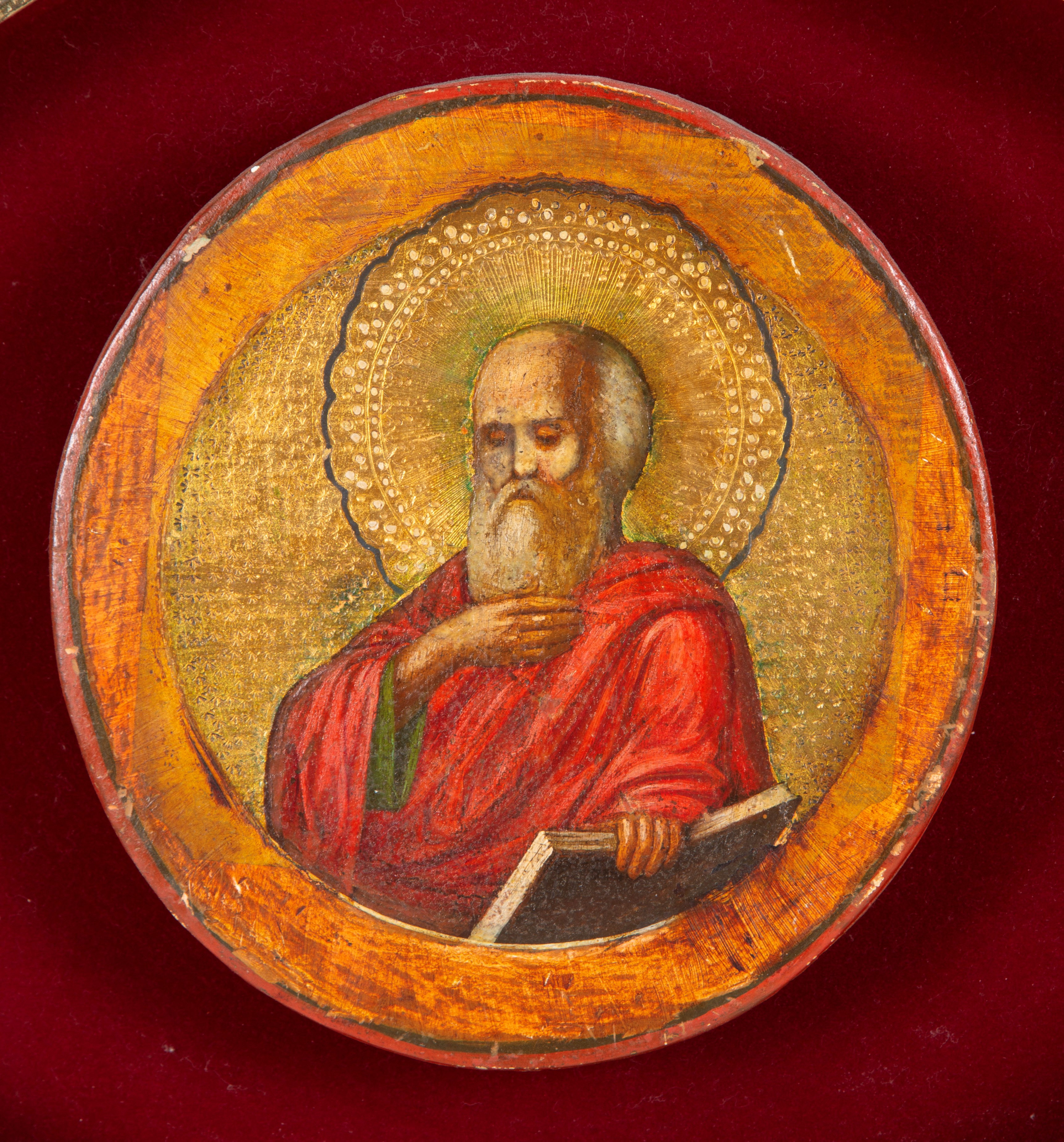 Icona tonda russa, San Giovanni Evangelista, tempera su tavola