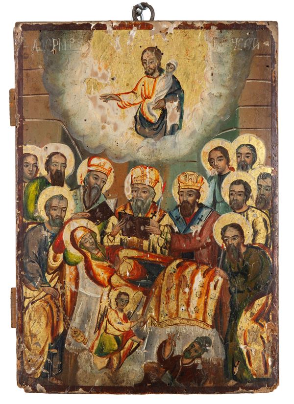 Russian Icon depicting the Dormition of the Mother of God