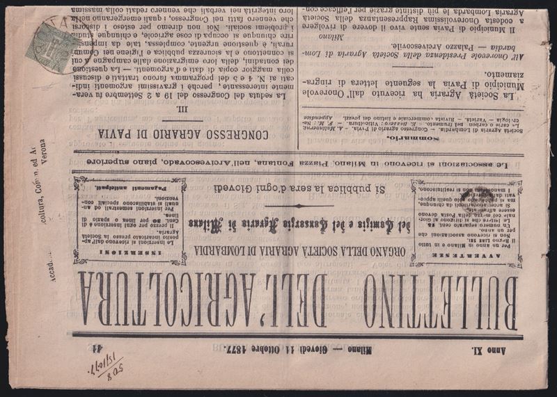 D.L.R., 11 ottobre 1877, Frode postale su giornale con doppia affrancatura simulata
