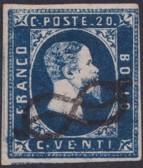 Sardegna - I emissione, 20 cent. I tir. Azzurro Vivo