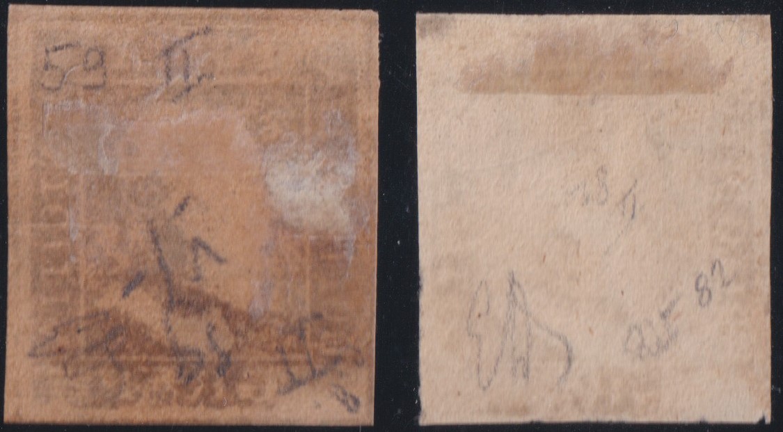Raccolta di francobolli, Sicilia 1859 – 1 gr. II tavola oliva grigiastro e oliva, carta di Napoli...