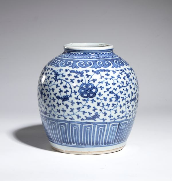 A blue and white porcelain vase. China, 20th century.