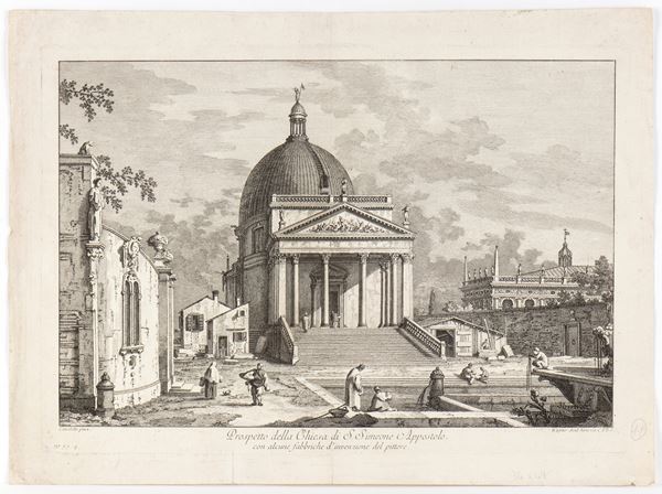 Prospetto della Chiesa di S. Simeone Appostolo con alcune fabbriche d'invenzione del pittore, after Canaletto