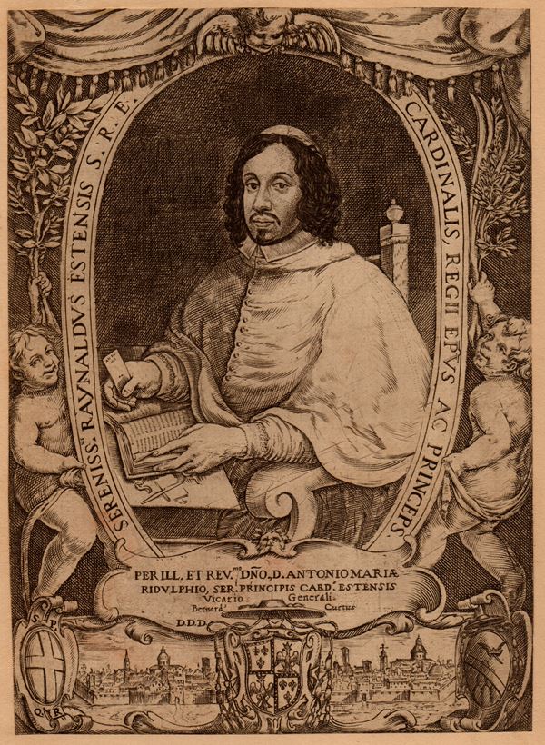 Portrait of Cardinal Rinaldo D'Este and view of Reggio
