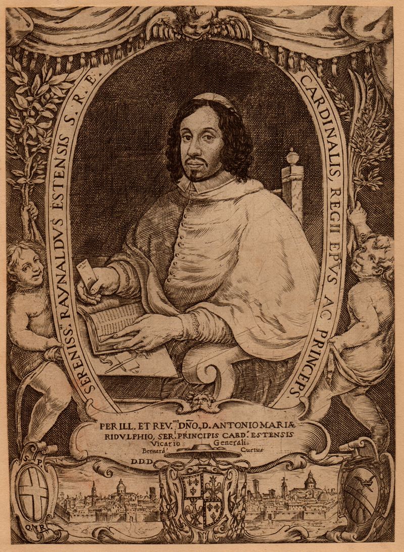 Bernardino Curti - Ritratto del cardinale Rinaldo d’Este e veduta di Reggio