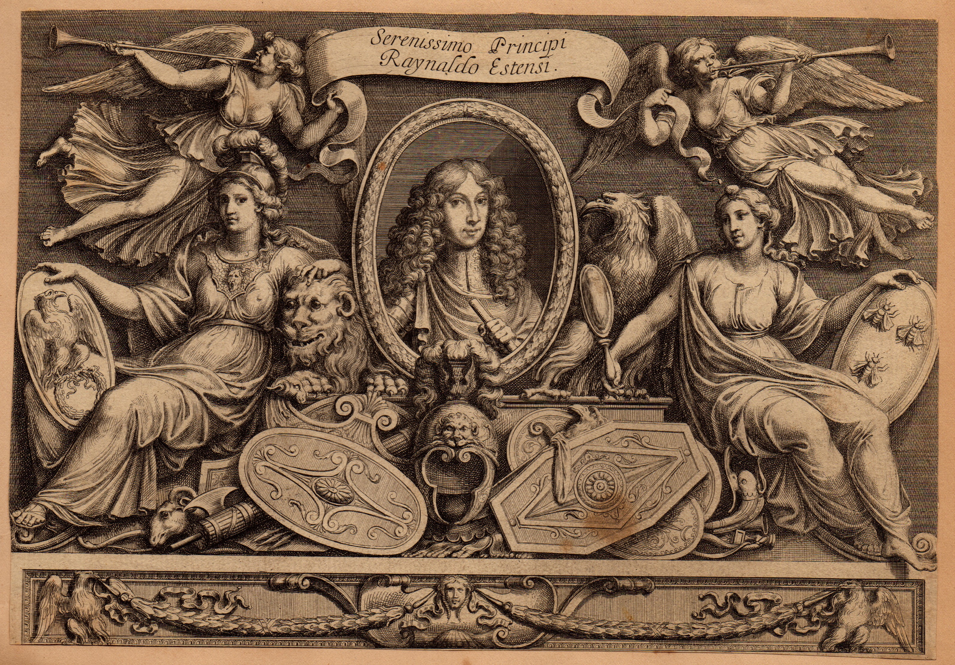 Bernardino Curti - Ritratto del cardinale Rinaldo d’Este e veduta di Reggio