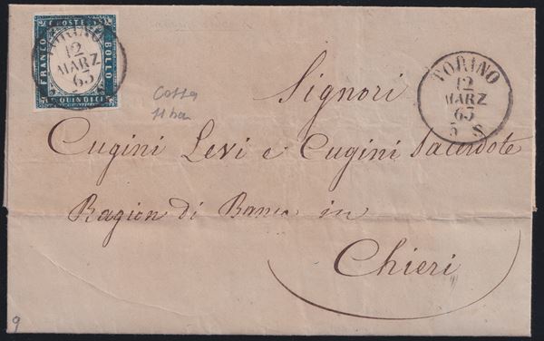 Regno . 15 cent. litografico Azzurro Verdastro n.11ha