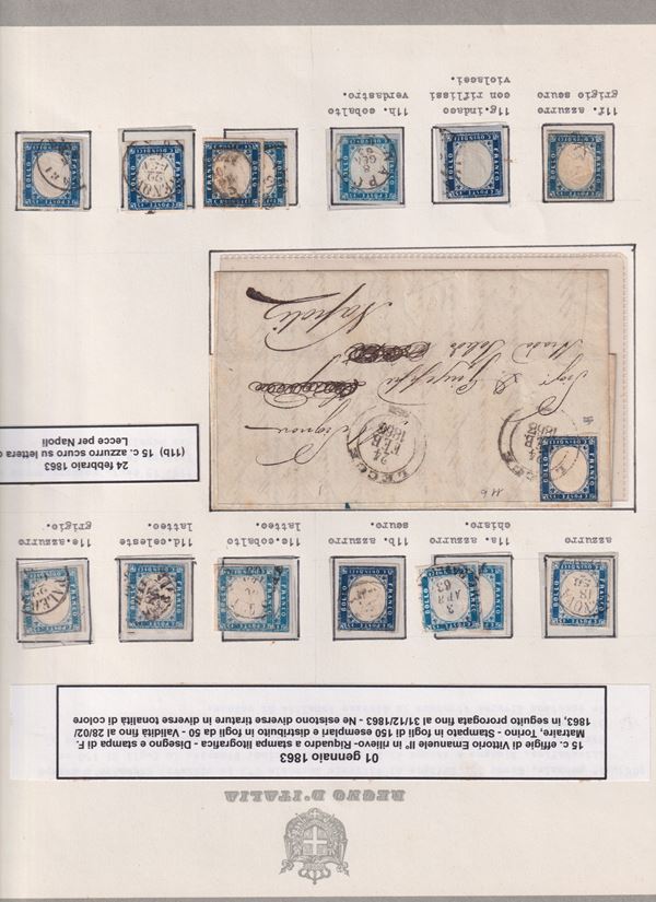 Regno - 15 cent. tipo Sardegna, studio dei colori