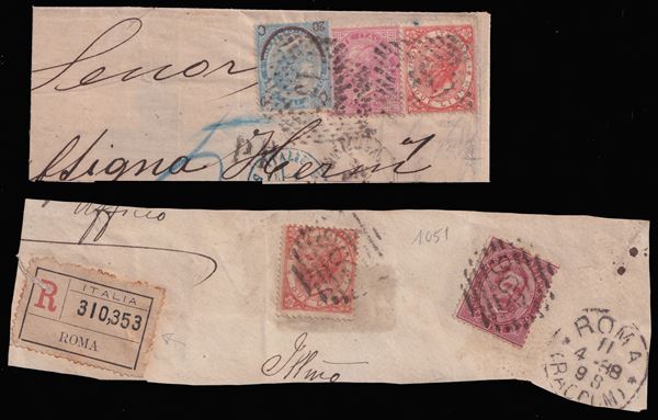 Kingdom - two interesting fragments with the 2L. Turin mintage