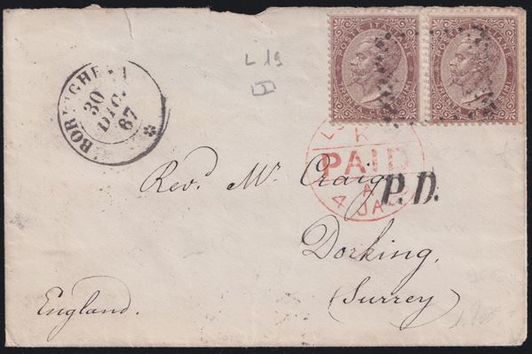 Regno - Storia Postale, 30 cent. tir. di Londra in coppia per L'inghlterra