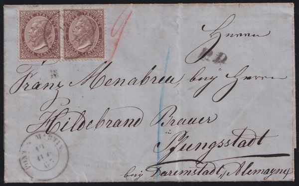 Regno - Storia Postale, coppia del 30 cent. tir. Londra su lettera per la Germania