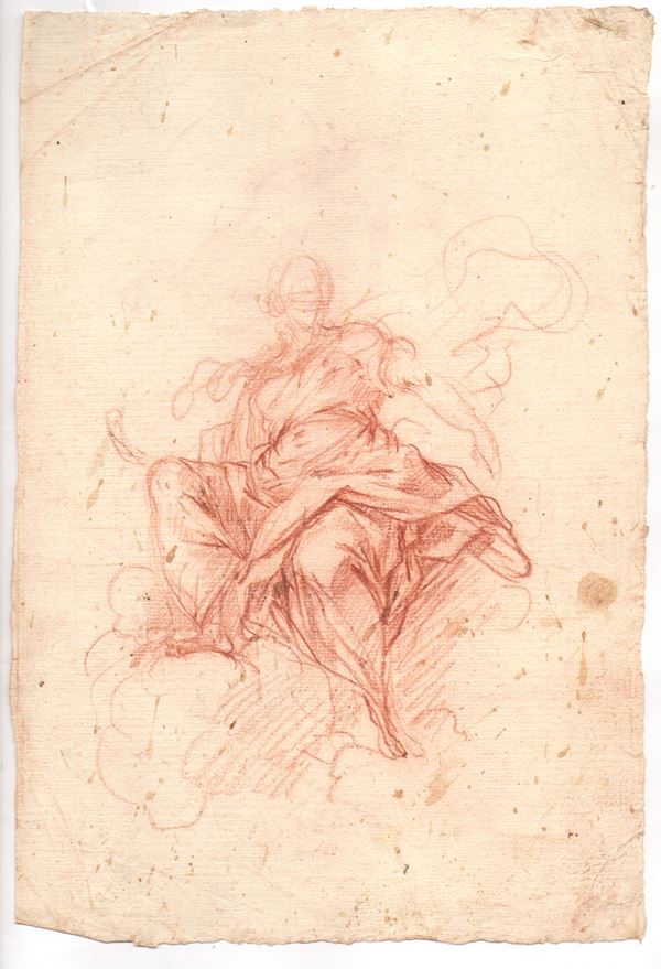 Carlo Bartolomeo Borsetti - Studio di una figura seduta sulle nuvole