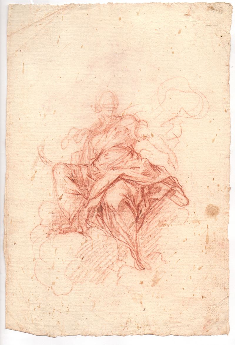 Carlo Bartolomeo Borsetti - Studio di una figura seduta sulle nuvole