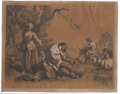 Pastorello dormiente, donna, bambino e pastore