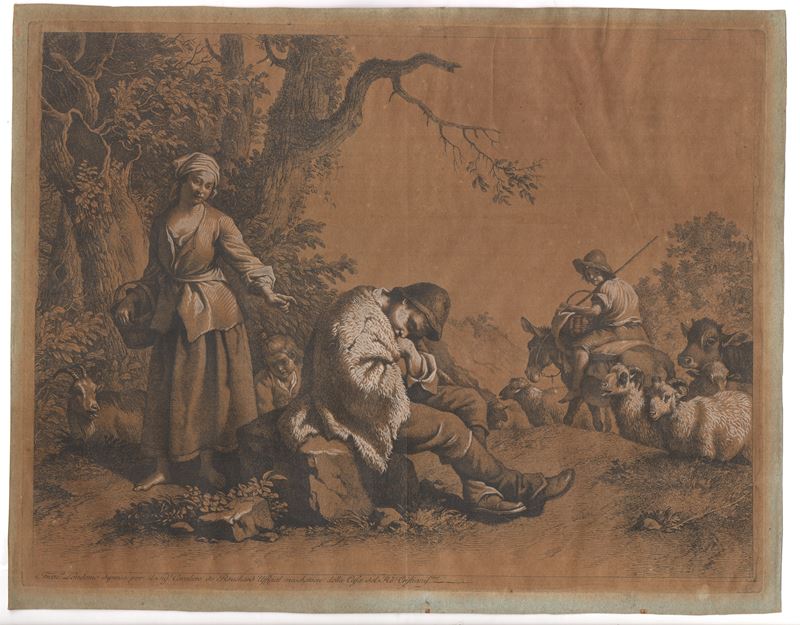 Francesco Londonio - Pastorello dormiente, donna, bambino e pastore