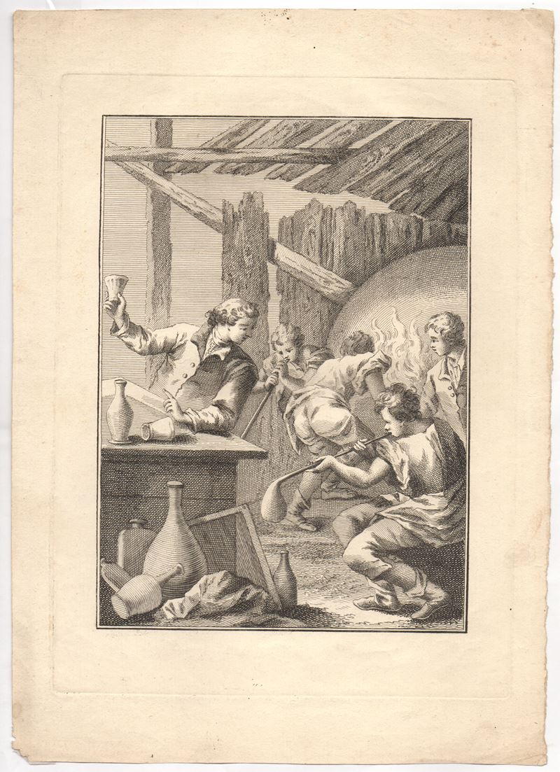 Incisore veneto del XVIII secolo (anonimo), Interno di una vetreria