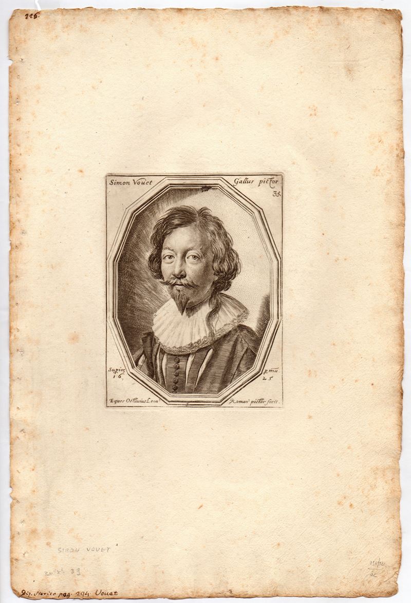 Ottavio Leoni - Ritratto di Simon Vouet (acquaforte e bulino)