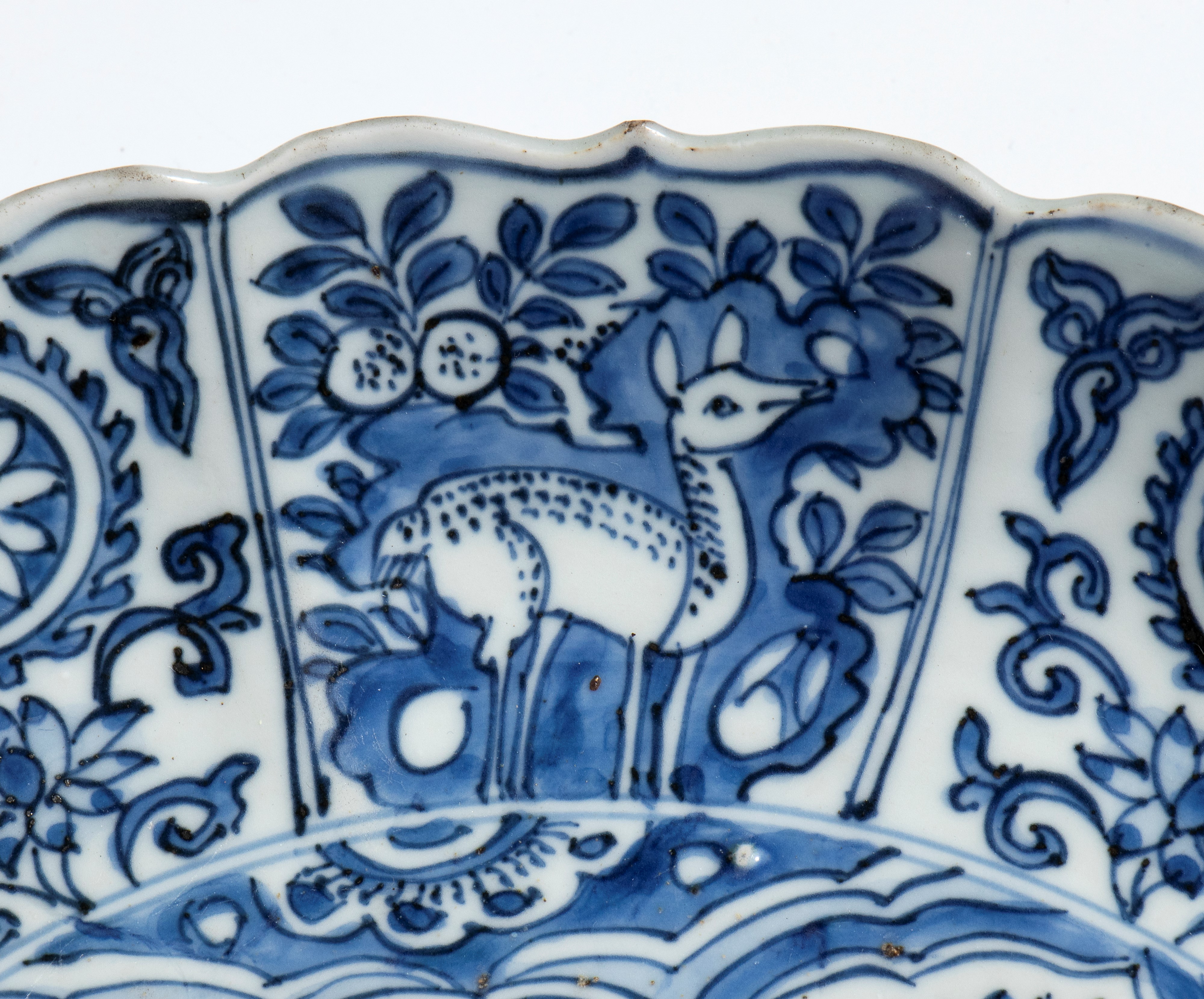 Piatto in porcellana Kraak, Dinastia Qing, periodo Kangxi