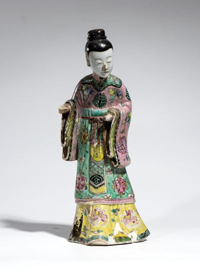 Figura in porcellana famille verte, Cina, dinastia Qing, XVIII secolo