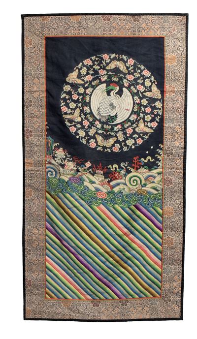 Cina, Dinastia Qing (prima metà del XIX secolo), Frammento di veste con distintivo di rango ricam...