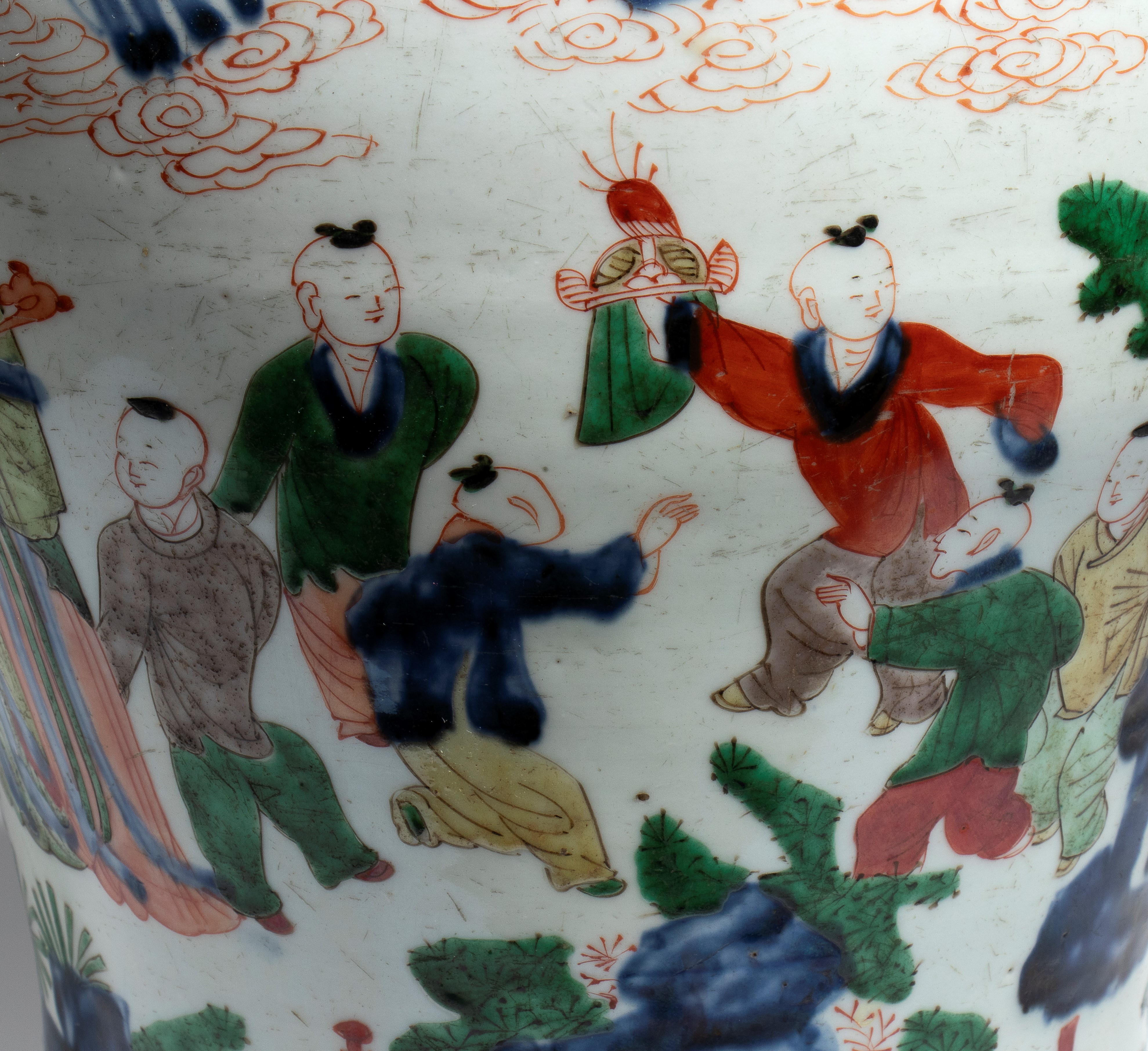 Potiche in porcellana wucai, Cina, dinastia Qing (Kangxi)
