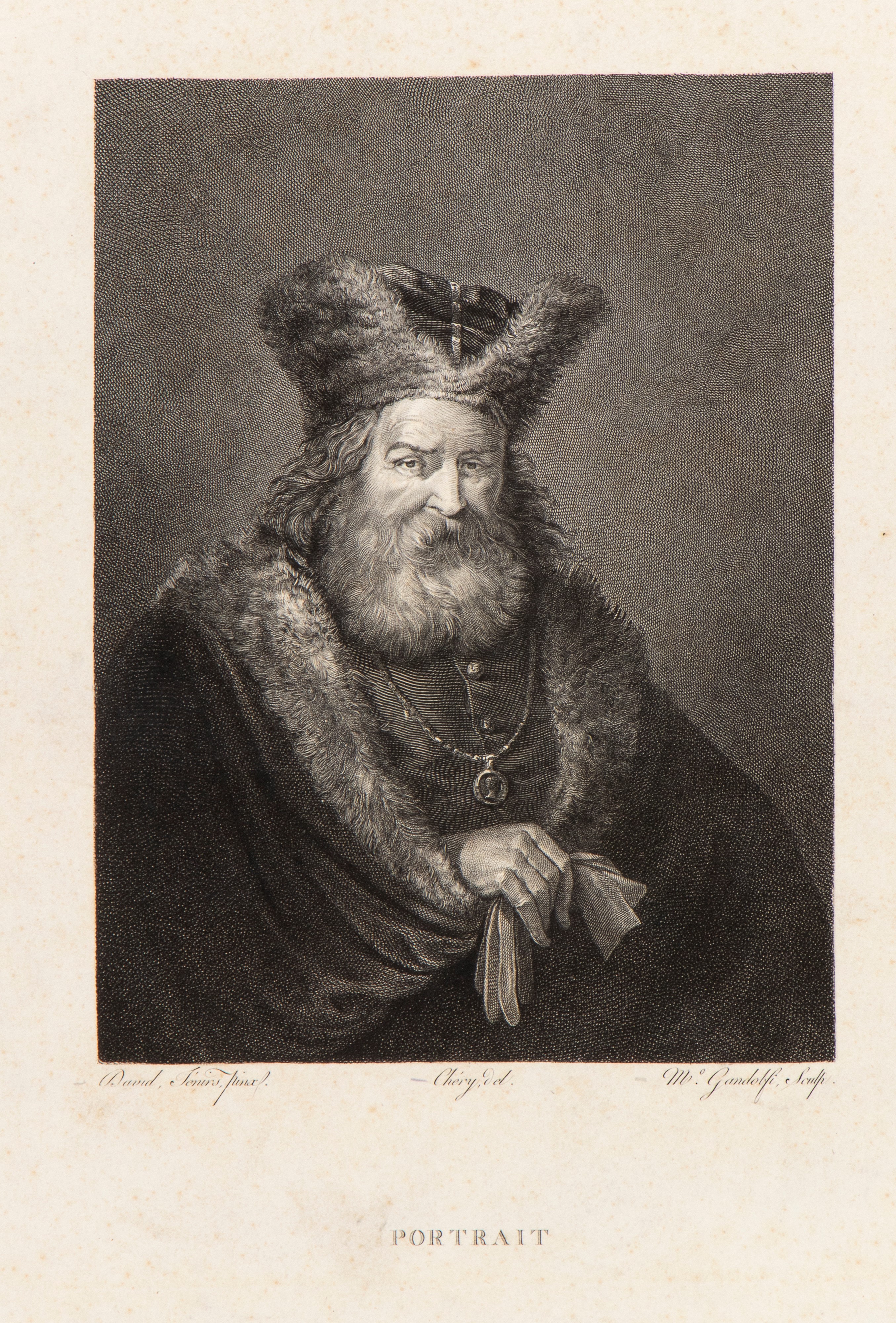 Mauro Gandolfi - Ritratto di un uomo barbuto (da David Teniers il Giovane), bulino