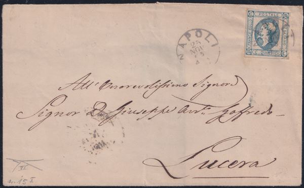 Regno - Falsi per Posta, 15 cent. F7 su lettera.