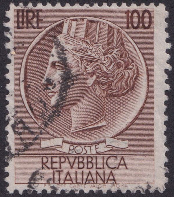 Repubblica - varietà, 100L. ruota con dentellatura 13 1/4 X 12 1/4 n.747/I