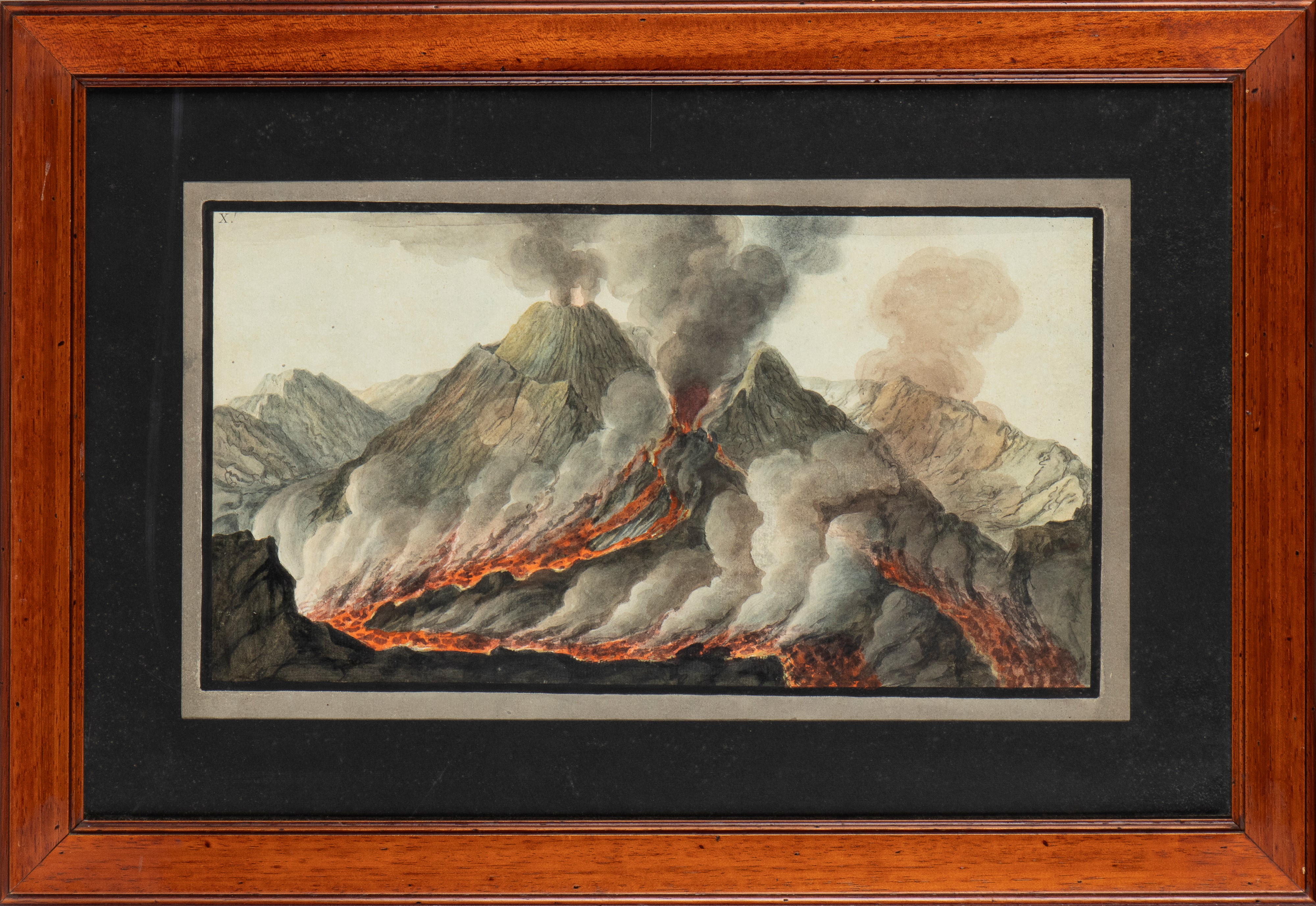 Pietro Fabris - Vedute di Astruni, Pisciarelli e Solfatara, acq. a mano su incisioni