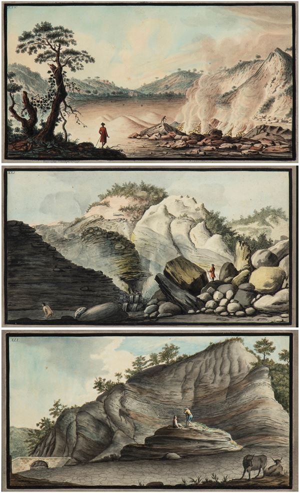 View of eruption of Mount Vesuvius which began the 23.d of December 1760... | Interior View of teh Crater of Mount Vesuvius