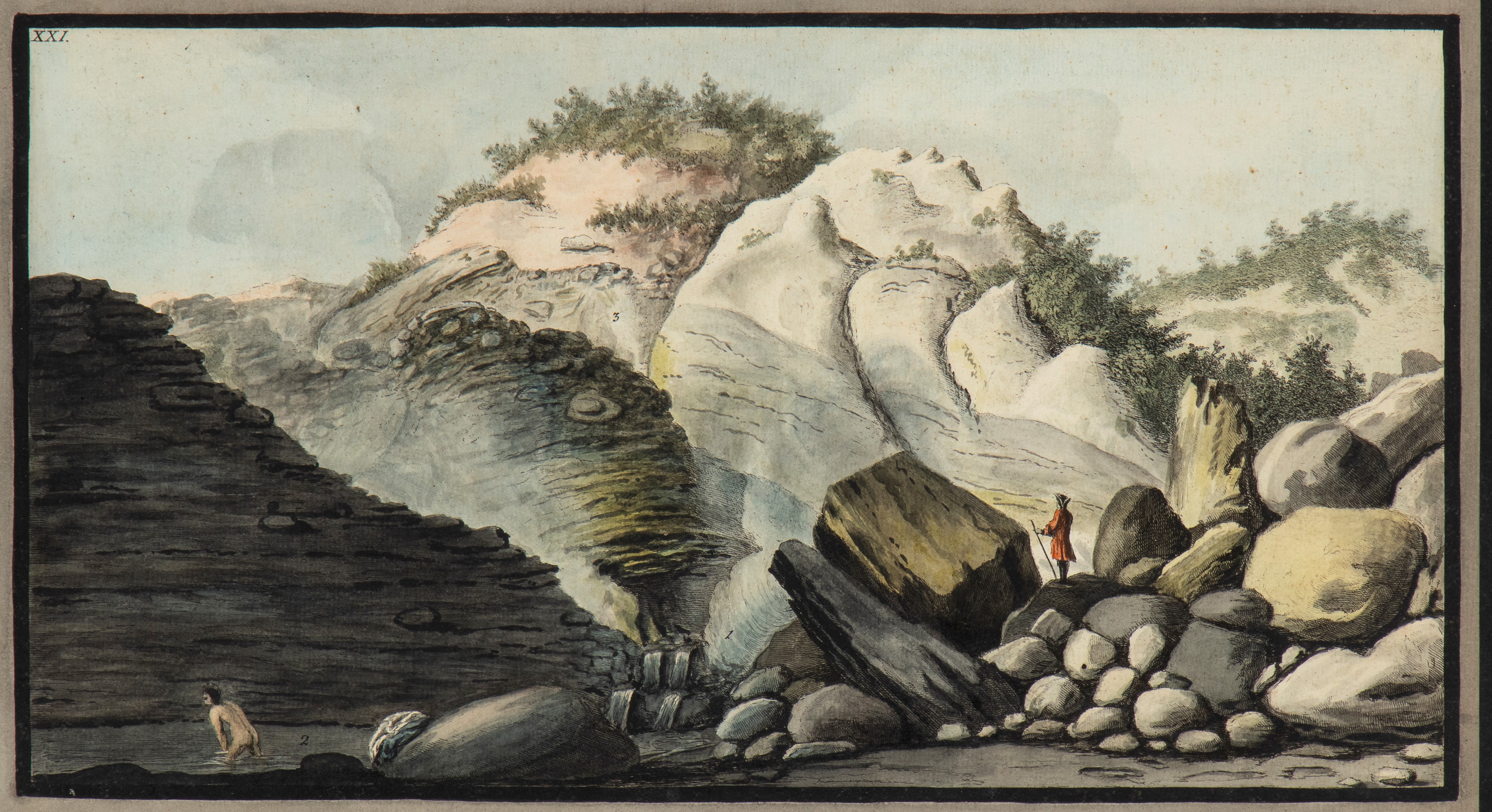 Pietro Fabris - Veduta dell'eruzione del Vesuvio (1760) e interno del Cratere del Monte Vesuvio, ...