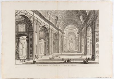 Veduta interna della Basilica di S. Pietro in Vaticano (acquaforte, 1748)