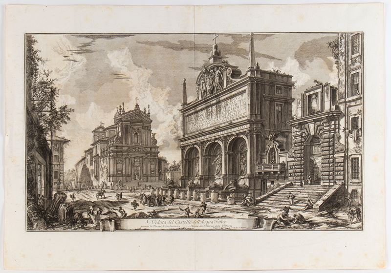 Giovanni Battista Piranesi - Veduta del Castello dell’Acqua Felice presso le Terme Diocleziane
