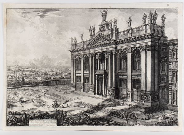 Veduta della Facciata della Basilica di S. Giovanni in Laterano, Architettura di Alessandro Gallilei