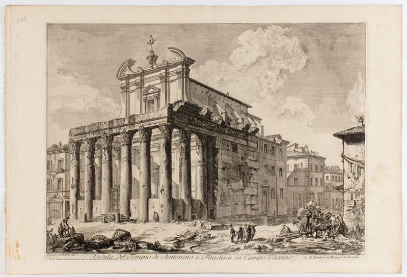 Giovanni Battista Piranesi - Veduta del tempio di Antonino e Faustina in Campo Vaccino
