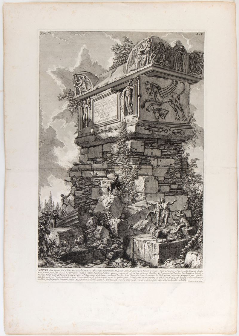 Giovanni Battista Piranesi - Veduta di un sepolcro fuori di Porta del Popolo sull’antica Via Cass...