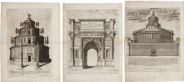 Sepolcro di Adriano | Arco di Tito | Sepolcro di Augusto, da Speculum Romanae Magnificentiae