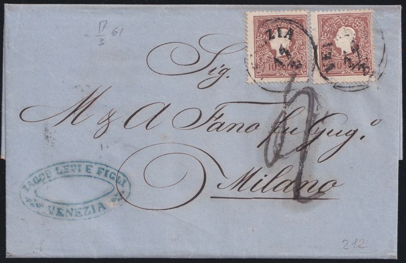 L. Veneto, Giorno della proclamazione del Regno d'Italia 17.03.1861, lettera affrancata
